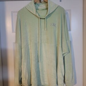 Victoria's Secret PINK X Large Green Velour Velvet Cowl Neck